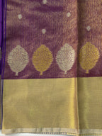 Royal Purple Butter Soft Silk Saree with Fancy Tissue Blouse & Pallu