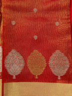 Scarlet Red Butter Soft Silk Saree with Fancy Tissue Blouse & Pallu