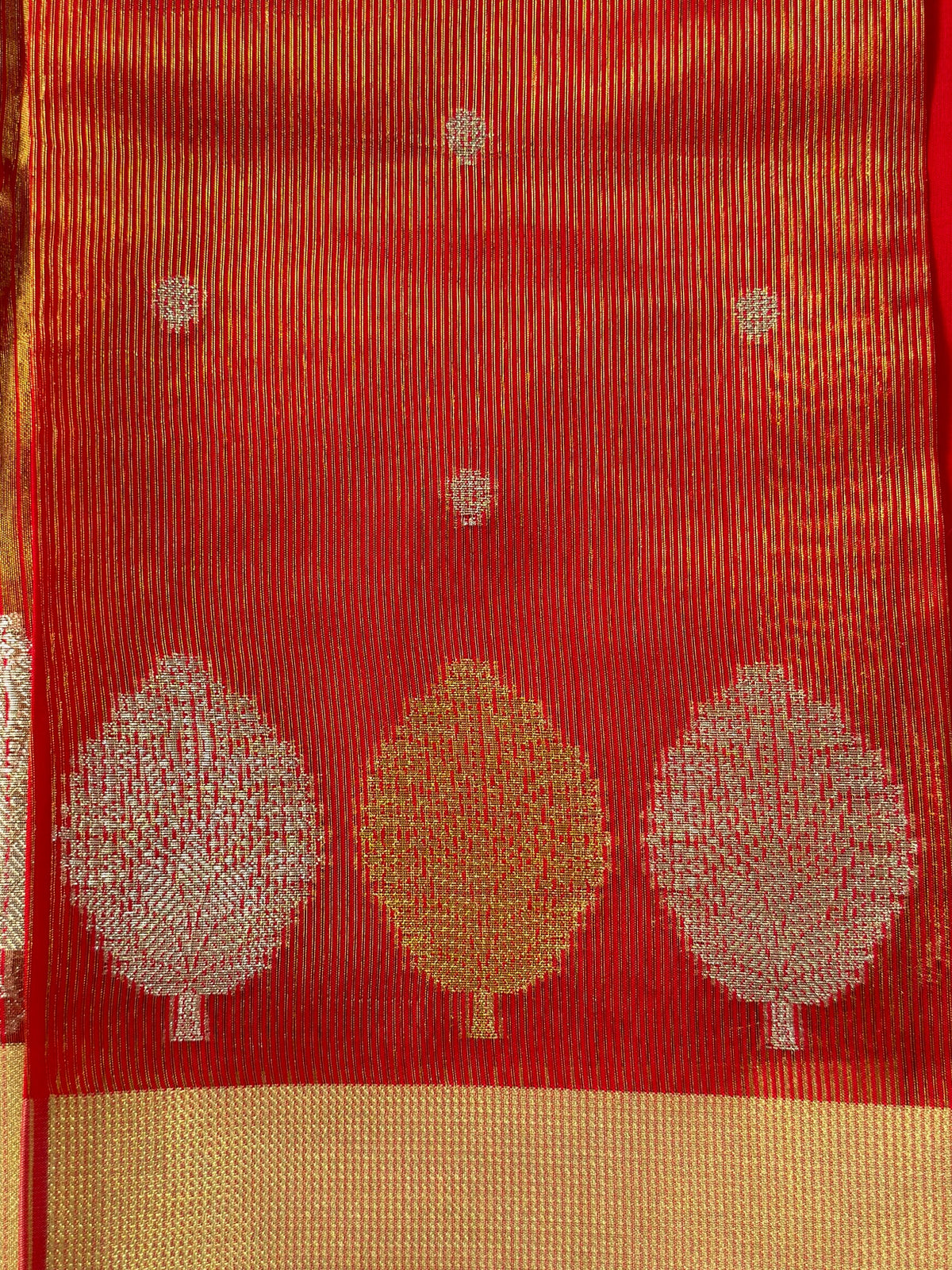 Scarlet Red Butter Soft Silk Saree with Fancy Tissue Blouse & Pallu