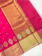Hot Pink Butter Soft Silk Saree with Fancy Tissue Blouse & Pallu