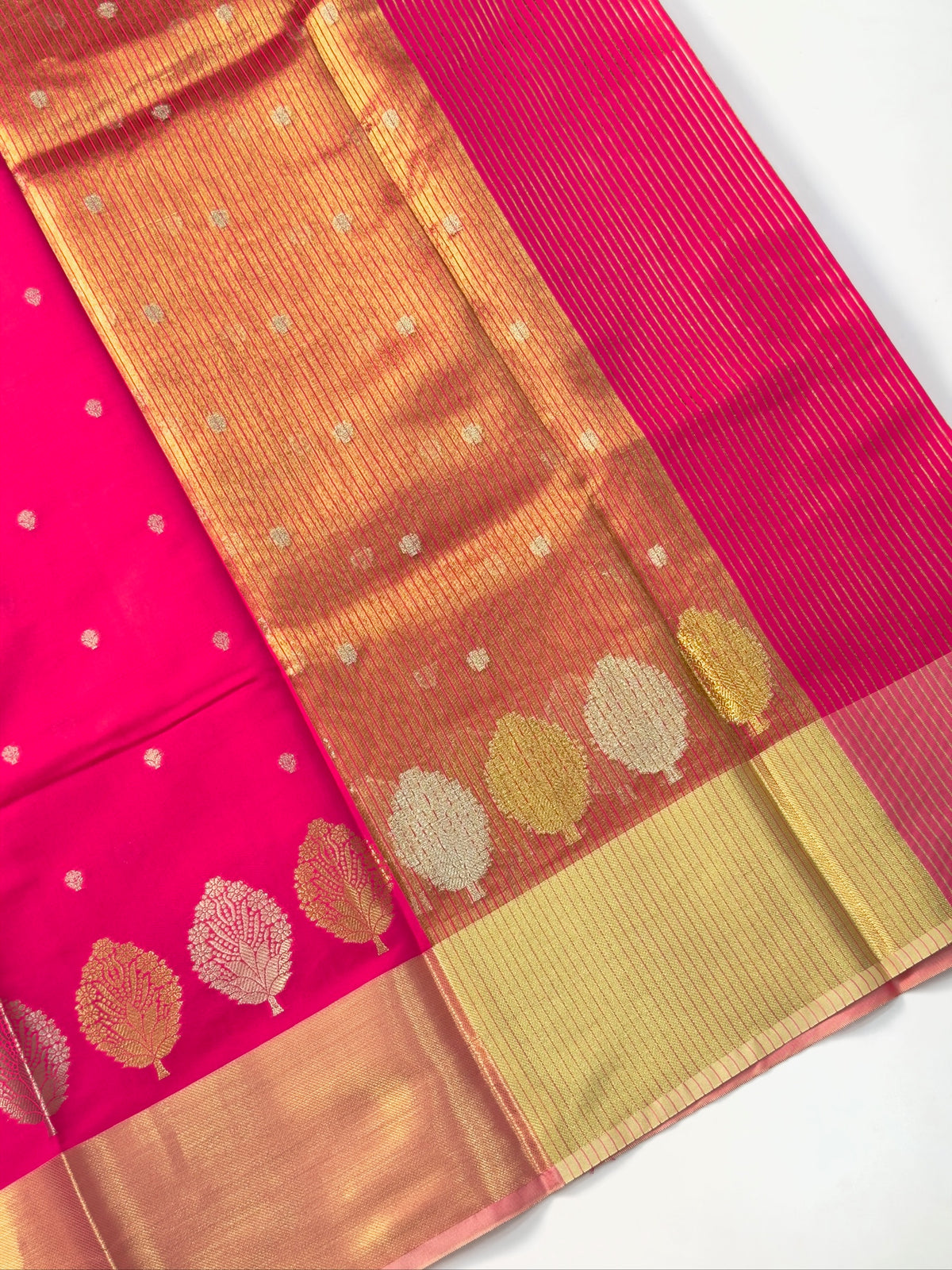 Hot Pink Butter Soft Silk Saree with Fancy Tissue Blouse & Pallu