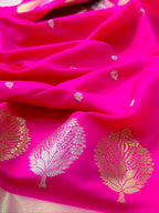 Hot Pink Butter Soft Silk Saree with Fancy Tissue Blouse & Pallu