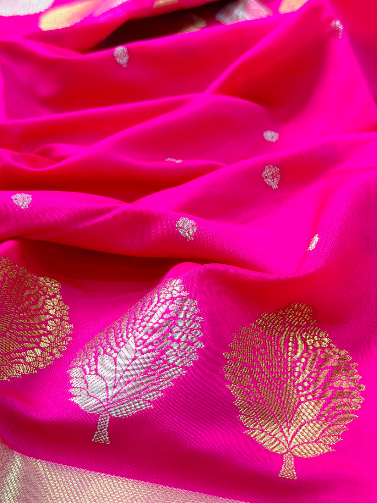 Hot Pink Butter Soft Silk Saree with Fancy Tissue Blouse & Pallu