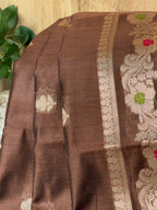 Cocoa Brown Chanderi Cotton Silk Meenkari Saree