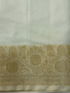 Mint Green Chanderi Cotton Silk Saree with Zari Border