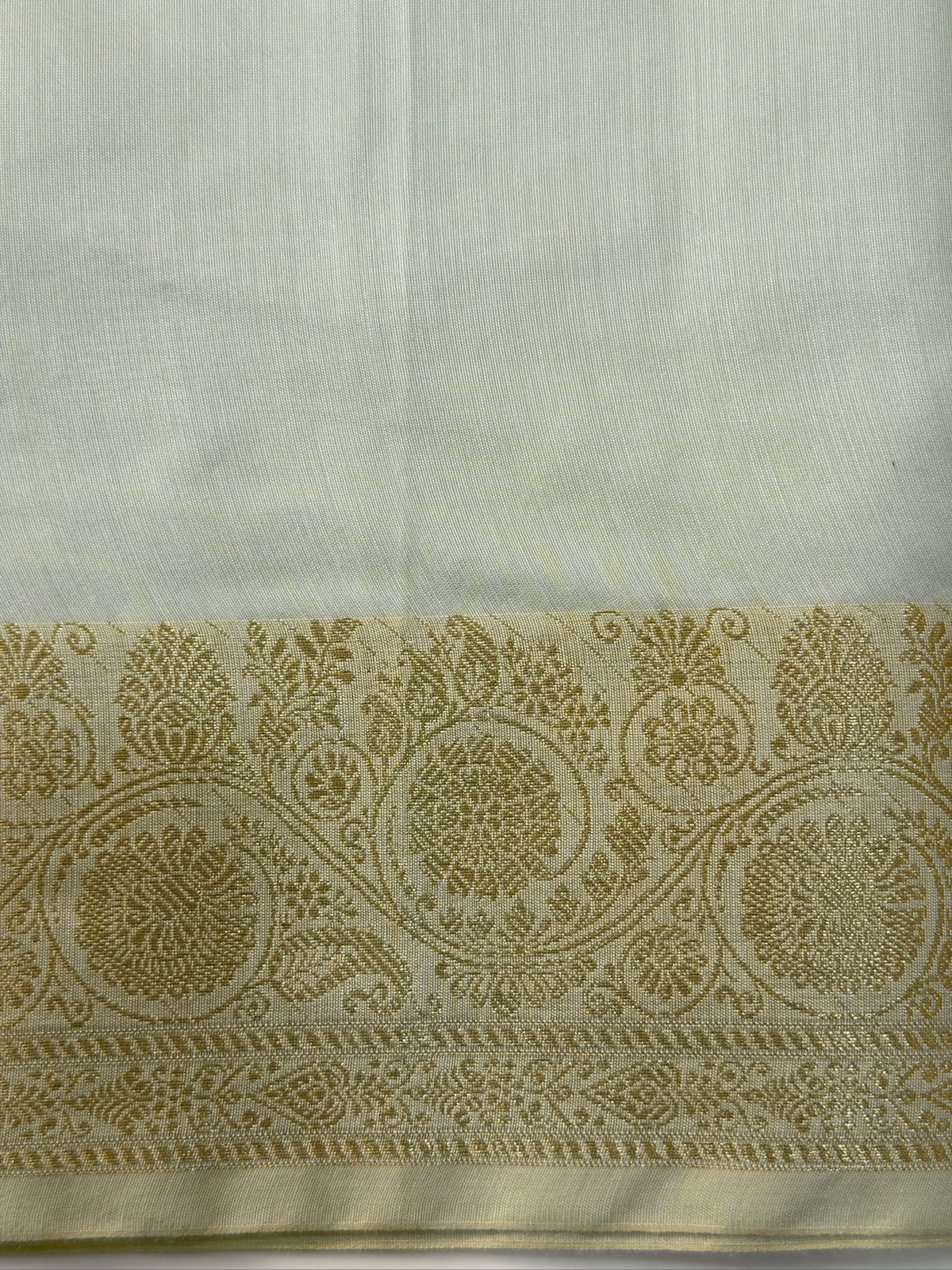 Mint Green Chanderi Cotton Silk Saree with Zari Border