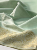 Mint Green Chanderi Cotton Silk Saree with Zari Border