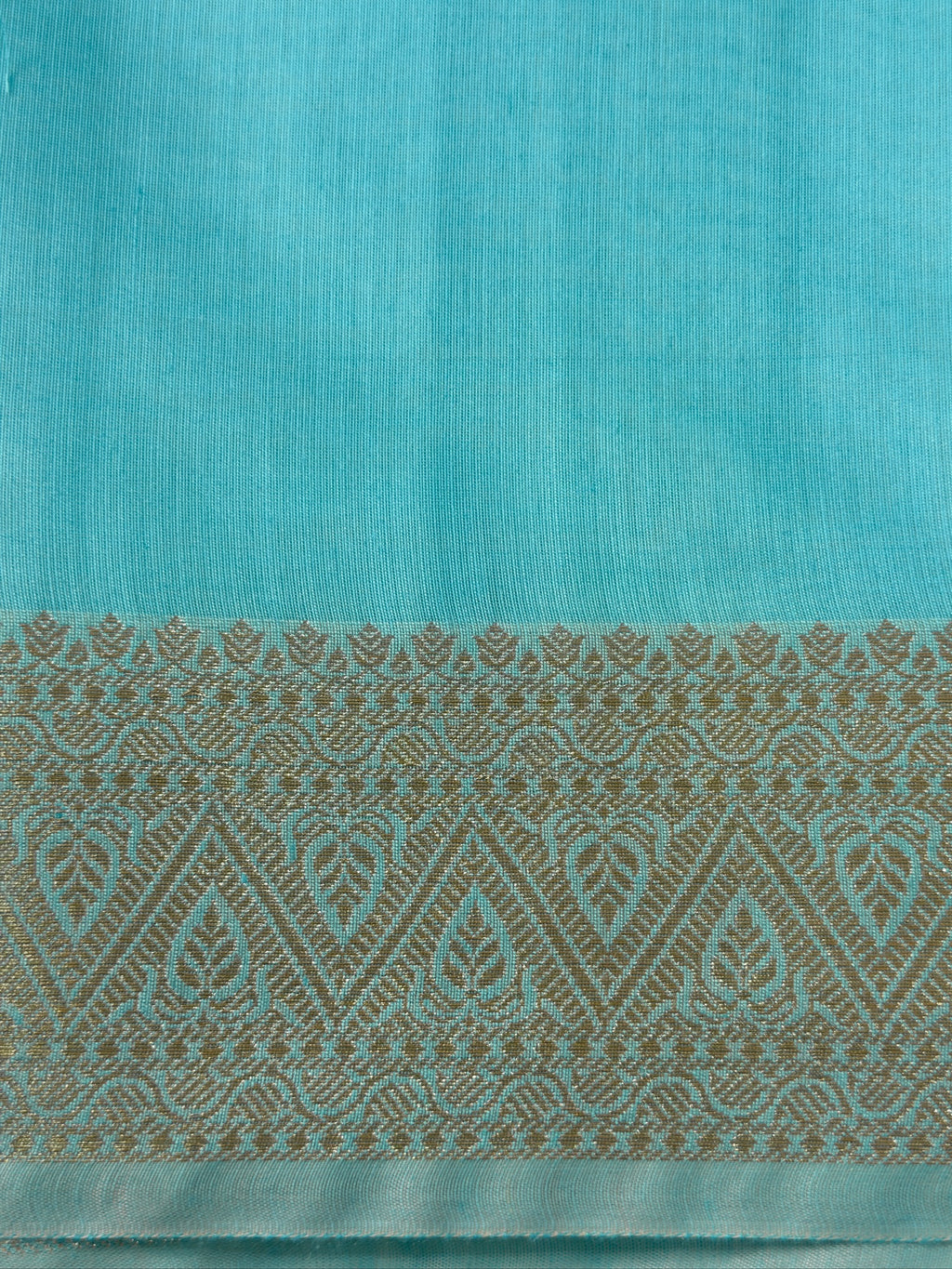 Aqua Blue Chanderi Cotton Silk Saree with Zari Border