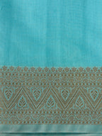 Aqua Blue Chanderi Cotton Silk Saree with Zari Border
