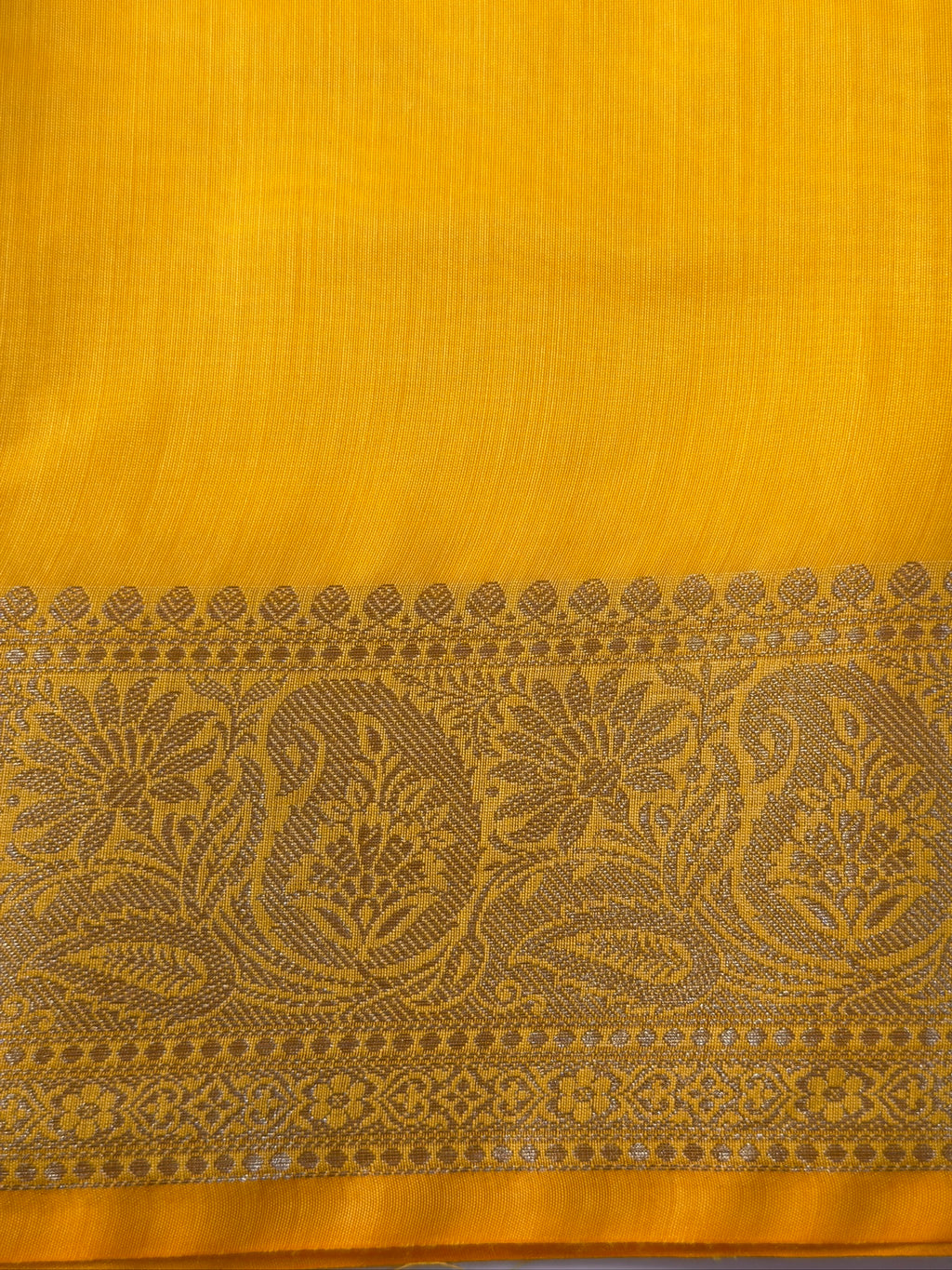 Mustard Yellow Chanderi Cotton Silk Saree with Zari Border