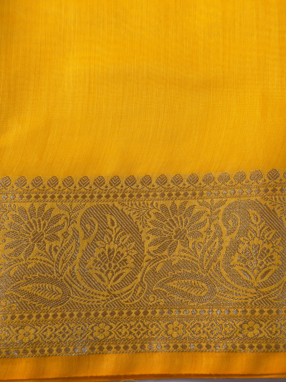 Mustard Yellow Chanderi Cotton Silk Saree with Zari Border