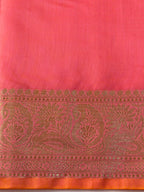 Coral Pink Chanderi Cotton Silk Saree with Zari Border