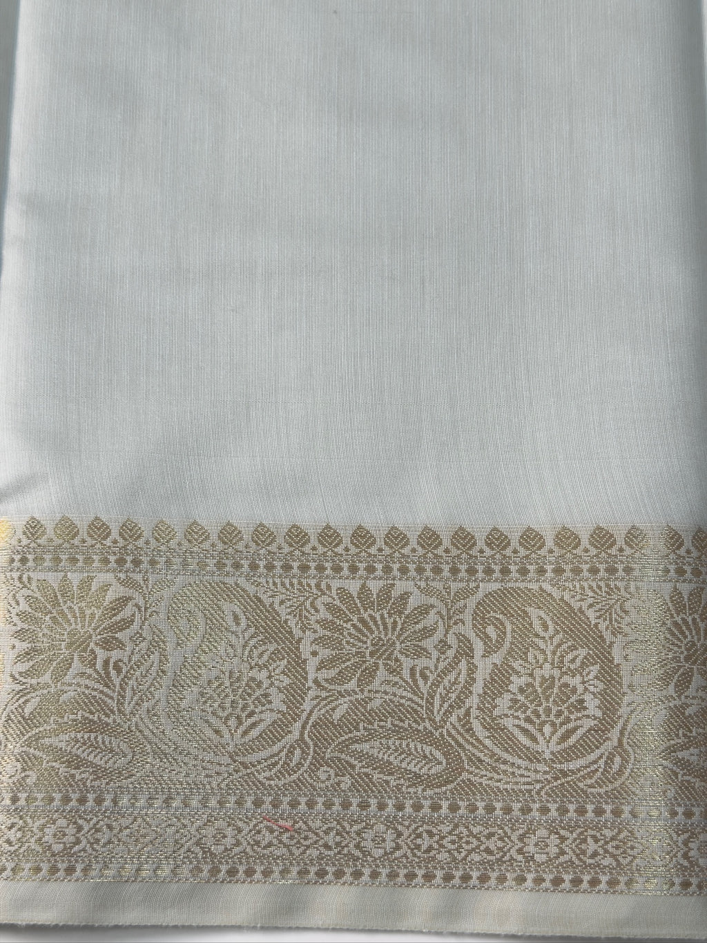 Ice Blue Chanderi Cotton Silk Saree with Zari Border