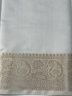 Ice Blue Chanderi Cotton Silk Saree with Zari Border