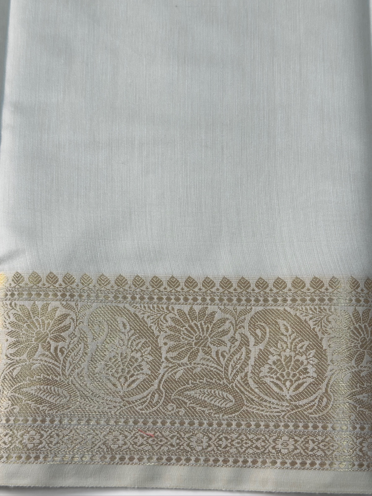 Ice Blue Chanderi Cotton Silk Saree with Zari Border