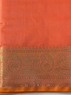 Coral Orange Chanderi Cotton Silk Saree with Zari Border
