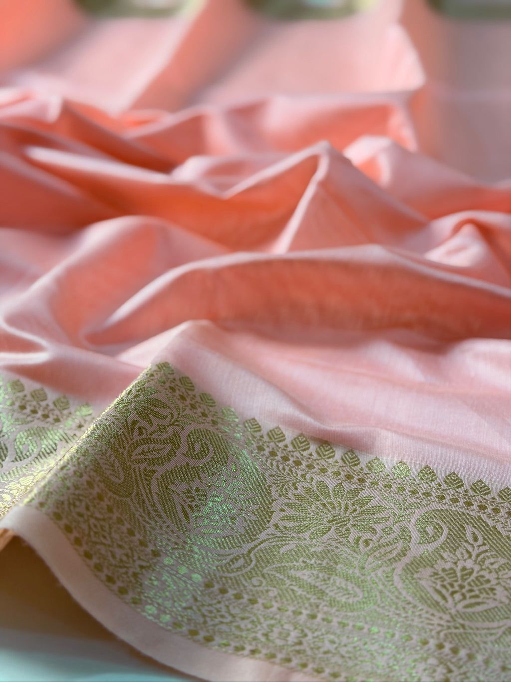 Candy Pink Chanderi Cotton Silk Saree with Zari Border