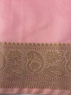 Candy Pink Chanderi Cotton Silk Saree with Zari Border