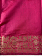 Rani Pink Chanderi Cotton Silk Saree with Zari Border