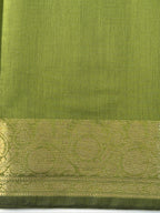 Olive Green Chanderi Cotton Silk Saree with Zari Border