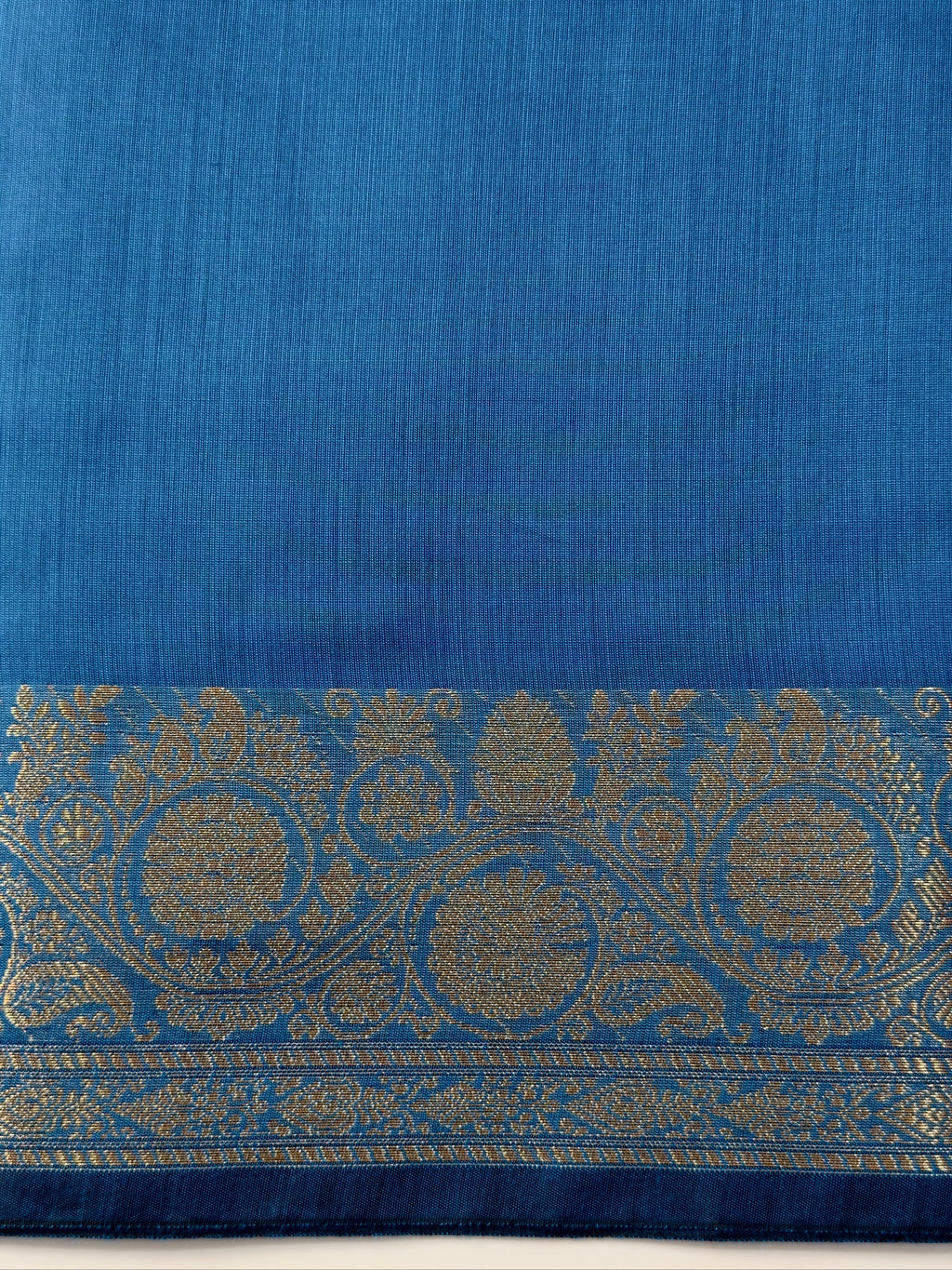 Sky Blue Chanderi Cotton Silk Saree with Zari Border