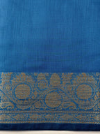 Sky Blue Chanderi Cotton Silk Saree with Zari Border