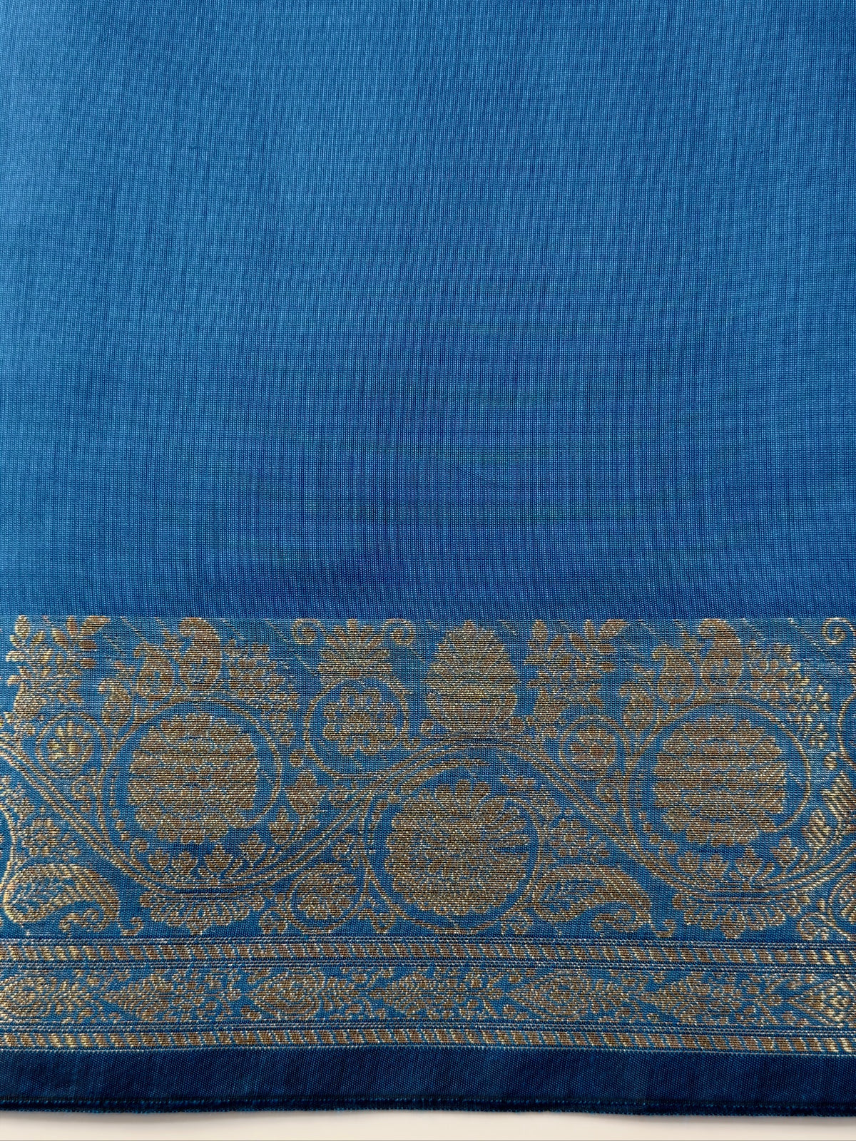 Sky Blue Chanderi Cotton Silk Saree with Zari Border