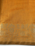 Mustard Yellow Chanderi Cotton Silk Saree with Zari Border