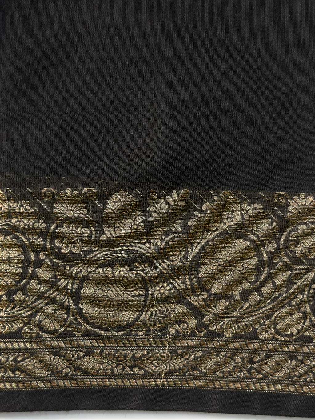 Black Chanderi Cotton Silk Saree with Zari Border