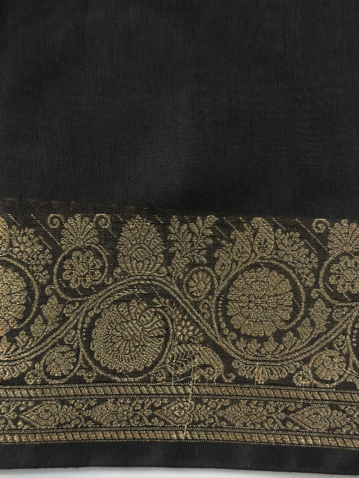 Black Chanderi Cotton Silk Saree with Zari Border