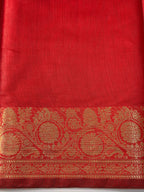 Brick Red Chanderi Cotton Silk Saree with Zari Border
