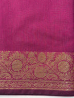Rani Pink Chanderi Cotton Silk Saree with Zari Border
