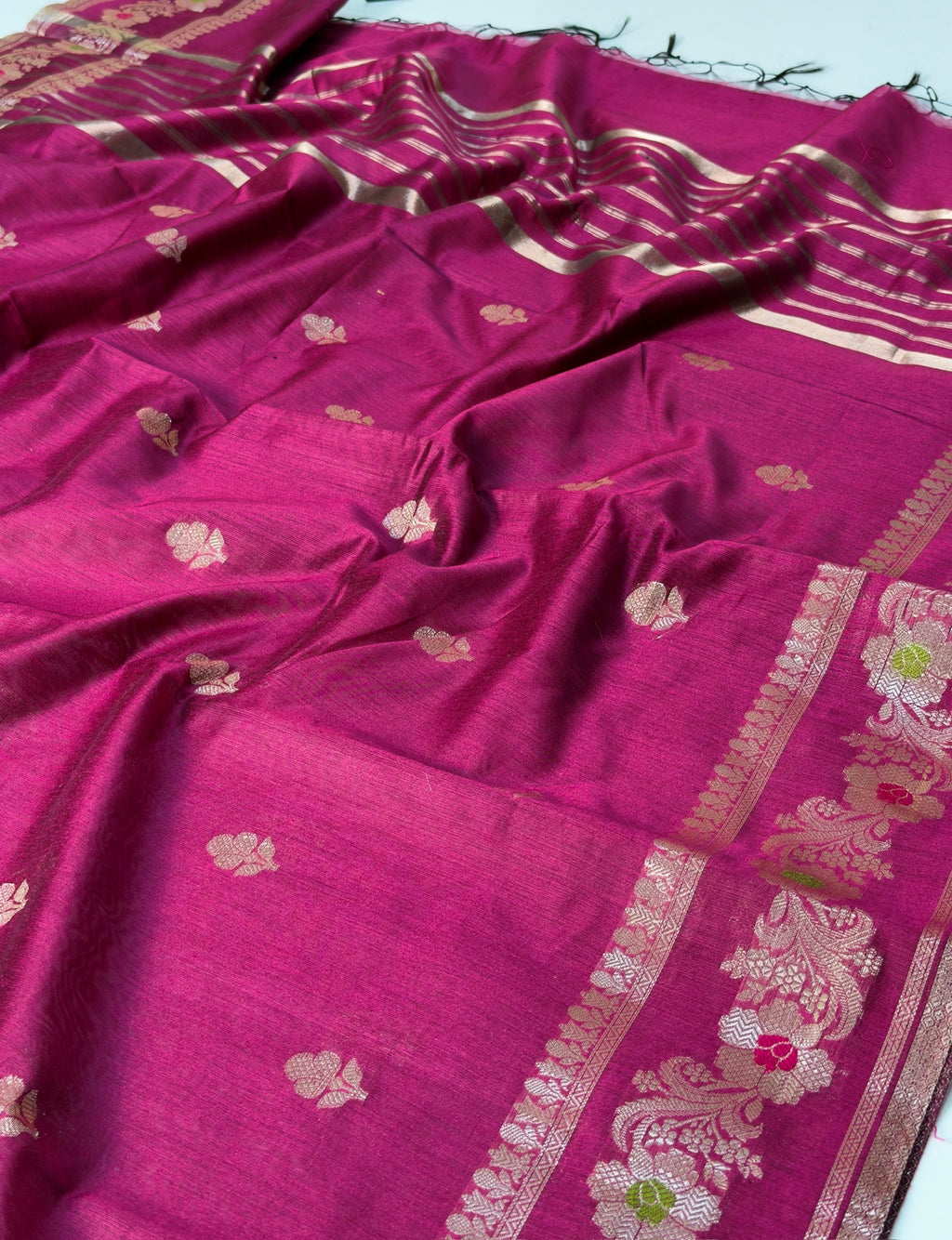 Magenta Chanderi Cotton Silk Meenkari Saree