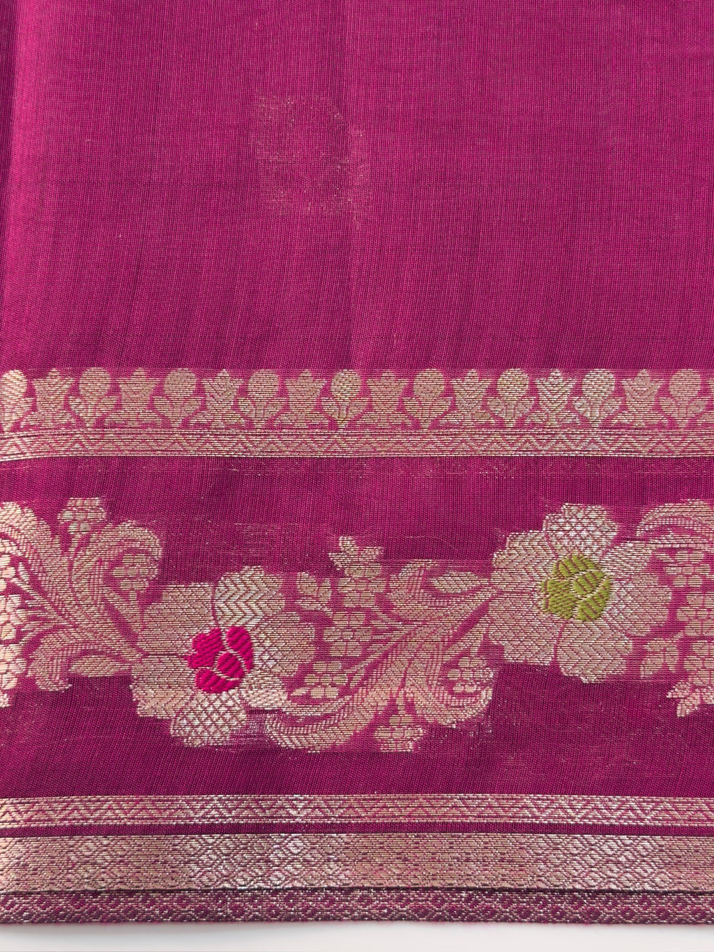 Magenta Chanderi Cotton Silk Meenkari Saree