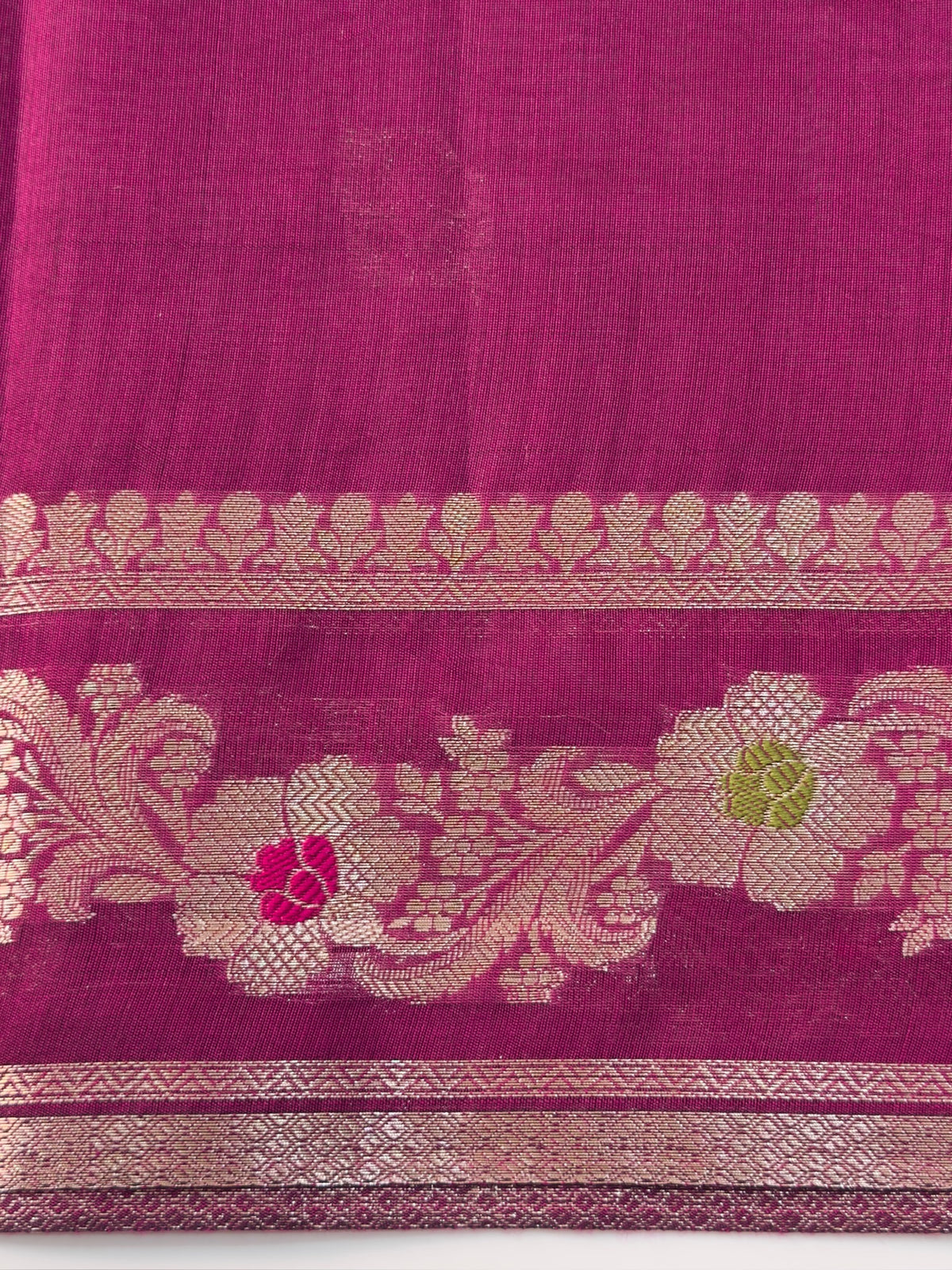 Magenta Chanderi Cotton Silk Meenkari Saree