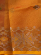 Ruby Red Organza Jamdani Meenkari Saree with Geometric Border Colour: Ruby Red