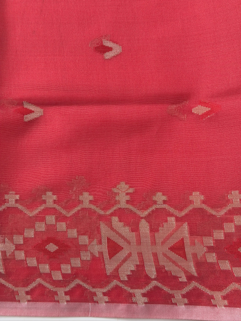 Ivory White Organza Jamdani Patola Saree with Meenkari Border