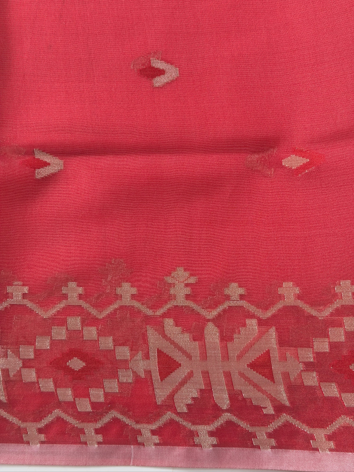 Ivory White Organza Jamdani Patola Saree with Meenkari Border