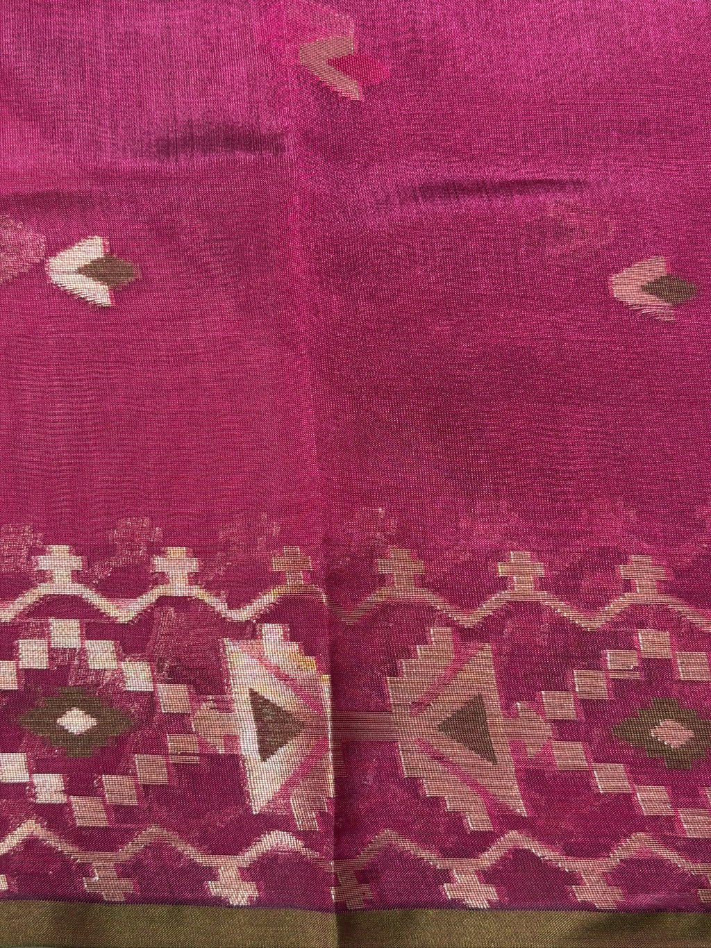 Royal Blue Organza Jamdani Meenkari Saree with Geometric Border