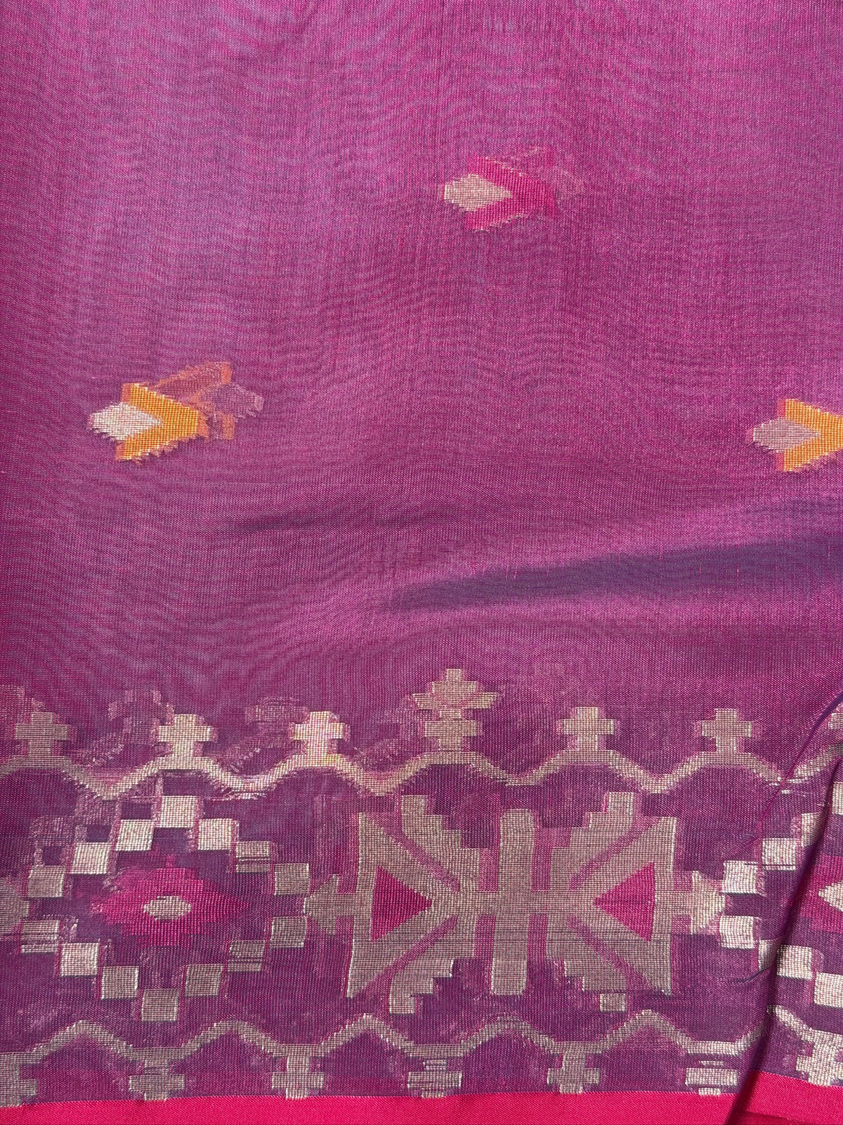 Turquoise Blue Organza Jamdani Meenkari Saree with Geometric Border